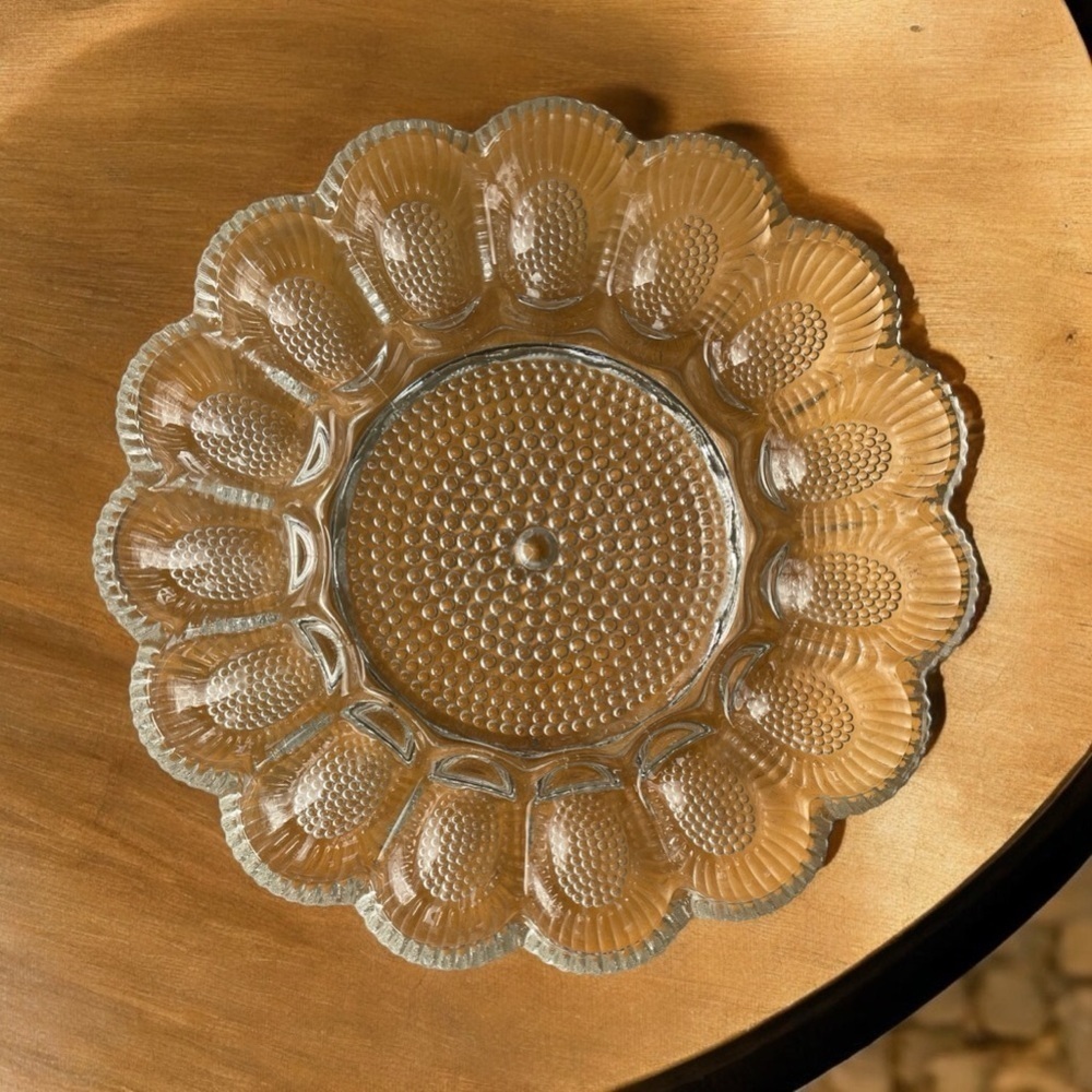 Indiana Glass deviled egg and relish tray, hobnail, glass, vintage, no flaws